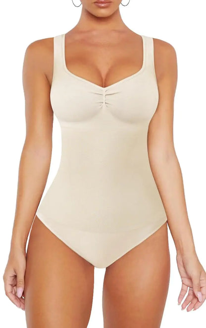 Shapewear Bodysuit for Women Tummy Control Compression Butt Lifting Body Shaper Seamless Top - Beige XL
